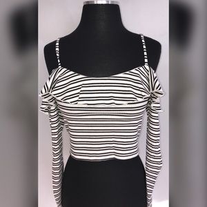 Forever 21 Striped Open shoulder crop top